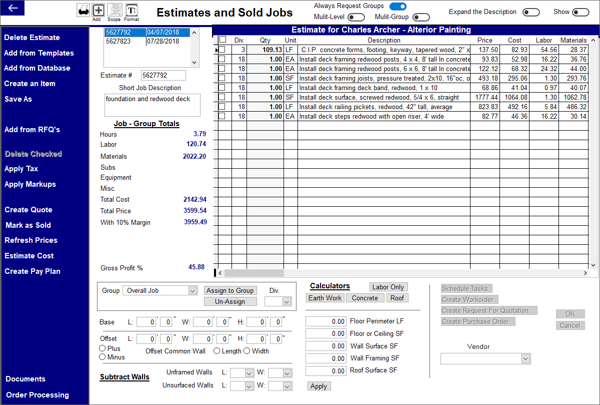 v7 estimate screen v7 estimate screen